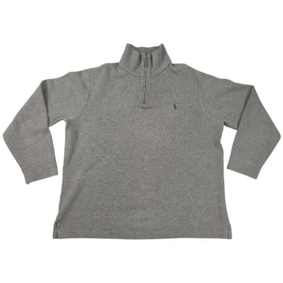 Polo Ralph Lauren 1/4 Zip Pullover Sweater Men's Size Med Gray 100% Cotton - Picture 1 of 13
